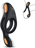 Vibrating Silicone Ring with Clitoral Stimulator, 10 Modes Waterproof Toy