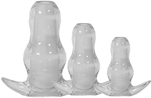 3-Piece Transparent Hollow Anal Plug Set with Douche & Dilator Function