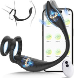 Remote-Control Prostate Massager with Dual Cock Ring & Vibrating Anal Plug for Men