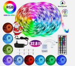 32.8 Feet RGB Waterproof LED Strip Light SMD 44 Key Remote 12V DC Power Kit 5050