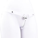 Stainless Steel Negative Inverted Chastity Cage Device + Chastity Belt, Male Metal Flat Chastity Cage, Bdsm Penis Exercise Restraints Male Sex Toys - A155 (White)