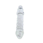 Large Transparent Double Head Glass Dildo Crystal Penis Female Masturbation With 3 Big Anal Beads Plug (10.8")