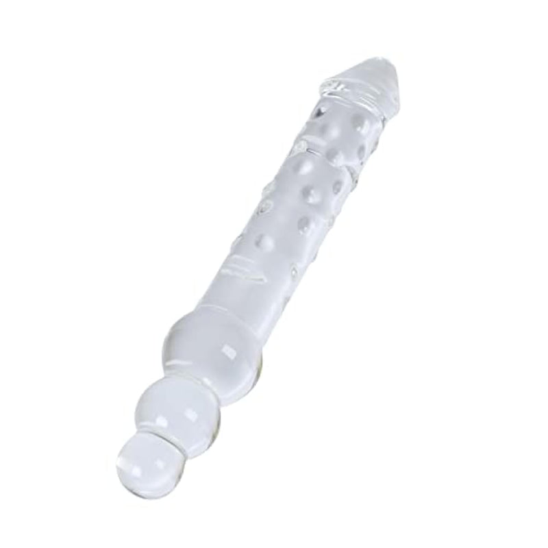 Large Glass Double Ended Dildo Crystal Double Dong Pleasure Wand Realistic Penis For Vaginal G-Spot Anal Sex Toy (Small)
