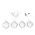 Rabbit Shaped Chastity Cage Set With 4 Carabiners, White Chastity Lock Sm Bondage Sex Toys, Lightweight And Breathable Chastity Device Fetish Trainer