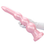 10.74 Inch Long Anal Plug With Three Gradual Large Beads - Liquid Silicone Long Anal Stimulator Anal Dilator - Tapered Head Dildo Butt Plug With Strong Suction Cup For Men Women (Pink)