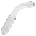Luxury Dual-Ended Glass Dildo - Intense Orgasms, G-Spot & P-Spot Stimulation - Beaded End, Curved Tip - Nonporous & Body-Safe - Hand-Blown Glass - Hypoallergenic - Temperature Play - Anal Or Vaginal