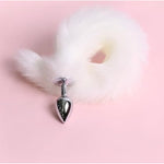 Animal Tail Anal Plug Sexy Fox Cat Dog Tail Cosplay Anal Plug Adult Erotic Sex Toys Flirting Anal Butt Plug Fluffy Tail Butt Plug Roleplay (White)