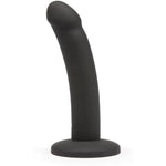 Curved Dildo - 6 Inch With Suction Cup - Flexible Anal Dildo For Men And Women - Harness Compatible Strap On - Smooth Silicone Adult Sex Toy - Waterproof - Black