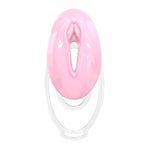Inverted Chastity Cage Silicone Adult Sex Toys For Sissy Male. Chastity Devices Realistic Vaginal Appearance,With 3 Sizes Chastity Clips Bondage Gear Accessories Male Chastity Cage(Pink)