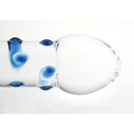 Glass Dildo Anal Butt Plug, Crystal Pleasure Wand Dildo Penis G-Spot Stimulation Personal Massager Anal Sex Toy, Blue Spots, 1.0 Count