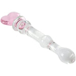 Heart Crystal Glass Pleasure Wand Dildo Penis, Pink