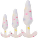 Anal Butt Plug Training Kit – 3 Sizes (Small, Medium, Large), Silicone, Waterproof, Flexible & Body-Safe, Beginner To Advanced Butt Plug Trainer Set (Confetti)