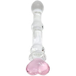 Heart Crystal Glass Pleasure Wand Dildo Penis, Pink