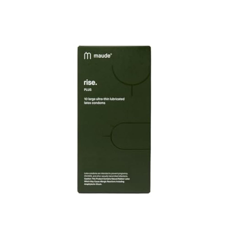 Rise Plus - Ultra Thin Condoms - 100% Natural Latex Large Size, Made Without Harmful Chemicals And Tested For Safety - Vegan-Friendly, Spermicide-Free Lubricated Condoms (10 Count)