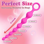 8.2-Inch Silicone Anal Beads Butt Plug with Pull Ring, G-Spot Stimulator (Pink)