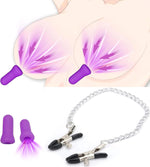 Adjustable Metal Nipple Clamps with Chain, Non-Piercing Decorative Clip (Purple)