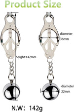 Adjustable Large Metal Nipple Clips with Chains, Non-Piercing Nipple Clamps (2)