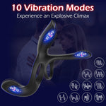 3-in-1 Vibrating Cock Ring with 10 Modes, Couples Sex Toy for Men & Women