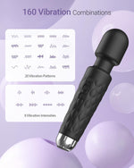 Powerful Wand Massager – 8 Speeds & 20 Patterns, Waterproof Clitoral Stimulator