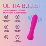 Powerful Mini Bullet Vibrator – 20 Modes, Waterproof, Quiet, USB Rechargeable (Pink)