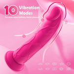 Realistic Pink Dildo with 10 Vibration Modes, Suction Cup, G-Spot & Clitoral Stimulator