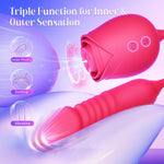 Thrusting Rose Vibrator β Dual-Ended Dildo with 10 Suction Modes for Clitoral & G-Spot