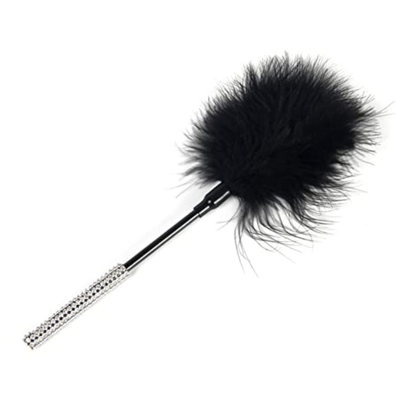 Sm Adult Sexy Feather Teasing Toys Male And Female Role Play Tickling Romantic Sex Adult Toy With Diamond Handle(Black)