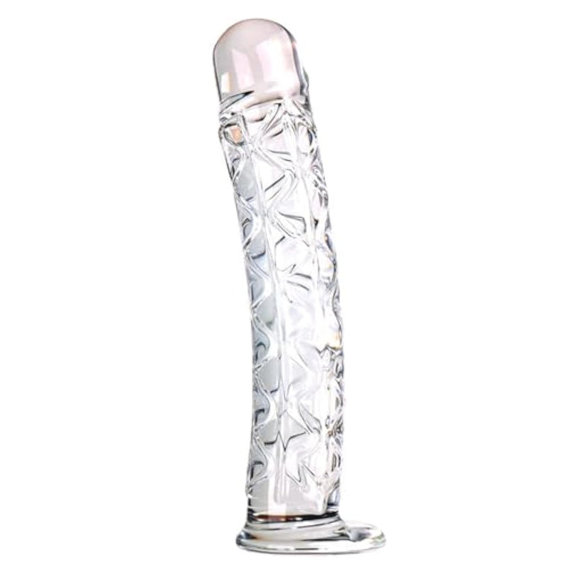 Large Clear Phallic-Shaped Glass Dildo,Realistic Swirl Glass Dildo Crystal Penis Glass Sex Pleasure Wand G-Spot Stimulator Women Masturbation Toy Anal Butt Plug For G-Spot Stimulation For Men Women