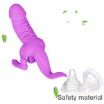 11.41Inch Purple Dinosaur Shape Soft Silicone Realistic Dildo With Textures Sex Toy Lifelike Clitoral Dildo Anal Dildo For Adult Women