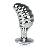 Metal Thread Anal Plug Prostate Toys, Curved Butt Plug For Prostate Massage G-Spot Stimulation Anal Dilator With Jeweled Base Adult Unisex Sex Toy (L)