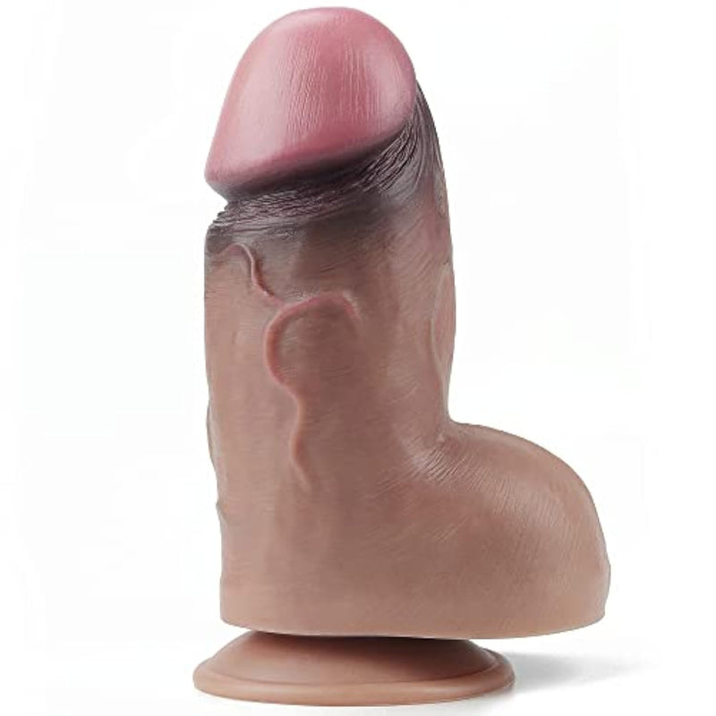 9.5'' Realistic Curved Dildo, 7'' Dual Layered Platinum Silicone Cock