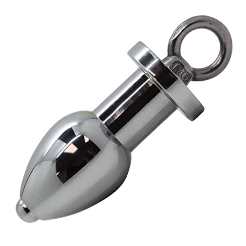 Secure Trusted Thru Hole Enema Metal Butt Plug With Removable Core One Size Silver
