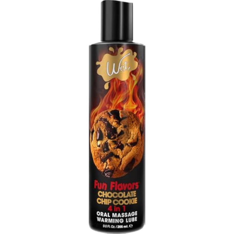 Fun Flavors 4 In 1 Warming Chocolate Chip Cookie Flavored Lubricant 9 Fl Oz | For Men, Women And Couples, Foreplay & Massage, Paraben Free, Gluten, Stain, & Sugar Free