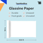 Glassine Paper Roll, 36 Inch x 300 FT, 25 lb Acid-Free Archival Wrapping Paper