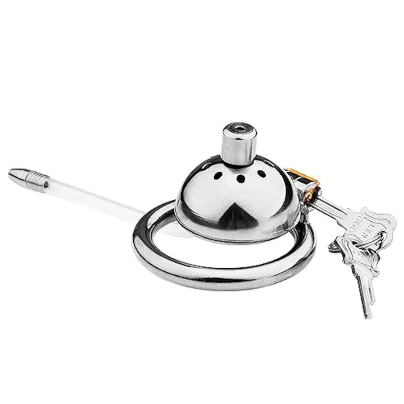 Sex Toy Male Metal Penis Exercise Breathable Chastity Device Cock Cage With Urethral Catheter Penis Cage Penis Ring Chastity Belt Adult Game Massage To Prevent Erection Restraint