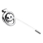 Inverted Chastity Cage With Silicone Urethral Dilator, Stainless Steel Cock Cage Sm Fetish Devices, Flat Shower Style Designs, Sex Toys For Male Chastity Use (45Mm+Dilator)