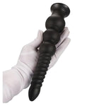 Long Anal Beads Butt Plug With Bottom Suction Cup, Soft Flexible G-Spot Prostate Massager Adult Sex Toys For Men And Women Premium Anal Trainer (Black, S)