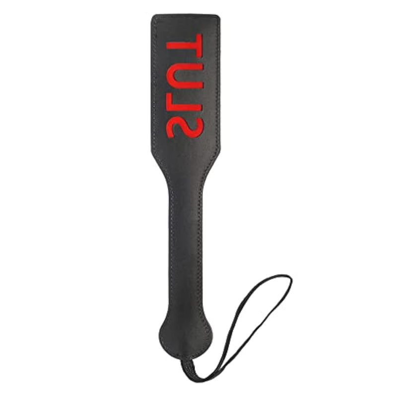 Slut Spanking Paddle, 12.6Inch Faux Leather Paddles For Adults Bdsm Play, Black