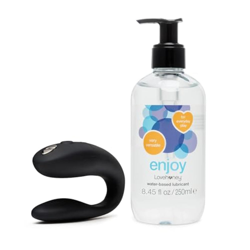 Enjoy Water Based Lube 8.4 Fl Oz & We-Vibe Sync Go Black C-Shape Couples Vibrator - Couples Sex Toys Bundle