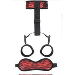 Sex Bdsm Bondage Set Adult Sex Toys Adjustable One-Piece Backhand Handcuffs Neck To Wrist Cuffs Bondage Kits Collar Handcuffs Eye Mask Blindfold For Couples Cosplay Sm Game