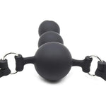 Mouth Gag Silicone Simulation Triple Ball Cock Dildo Penis Adjustable With Gags Bondage Adult Sex Toys Bdsm