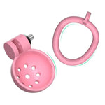Cock Cage With Push Lock Male Chastity Cages With 5 Different Sized Rings And 2 Keys Sex Toys Chasity Devices Used To Bind A Man'S Penis Bondage Gear With Catheter And Urinal Tray (Pink,C)