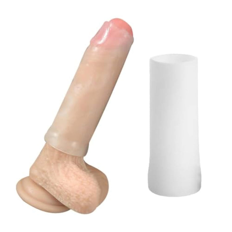 Silicone Male Extender Stretcher Penis Cock Sleeve Male Glans-Protector Cap Enlargement Vacuum Enhancer, Xl, 1 Pcs