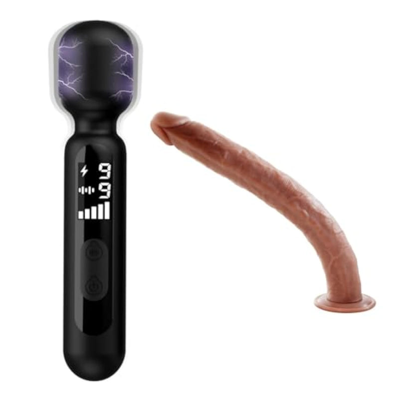 Wand Vibrator Personal Massager + 16.9 Inch Extra Super Long Realistic Dildo