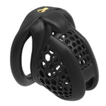 Men'S Honeycomb Built-In Small Locking Security Cage, Ventilated And Breathable, With Four Fixed Flat Rings (Black, Nano)