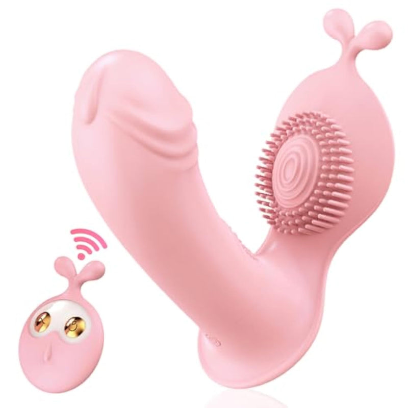 Thrusting Rabbit Vibrator, G Spot Clitoral Vibrator Waterproof & Rechargeable Realistic Silicone Dildo Vibrator With One-Button Thrusting & 10 Vibrating Modes, Pink Sex Toys For Women - Pink