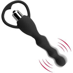 Vibrating Anal Beads Butt Plug, Graduated Design Silicone Anal Vibrator Waterproof G-Spot Anal Sex Toy For Men, Women And Couples (Pink) (Black)
