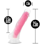 Neo Elite - 7.5Silicone Dildo With Balls - 1.5Thick Glow In The Dark Sensa Feel Dual Density - Strap On Compatible Sturdy Suction Cup For Hands Free Play - Body Safe Sex Toy