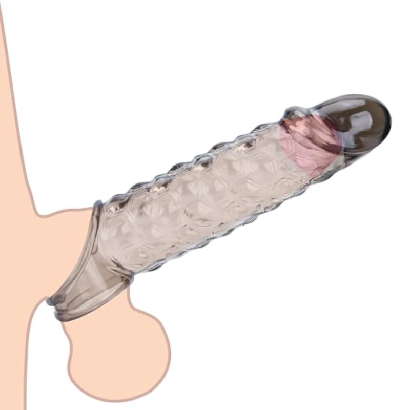 Penis Sleeve With Cock Ring Sex Toys, 8.2'' Soft Cock Sleeve, Reusable Penis Cuff Thickened Testicle Ring Male Adult Toys, Penis Extender And Penis Enlarger For Men(Black)