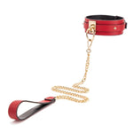 Leather Bondage Restraints Kit with Adjustable Collar and Chain for Couples